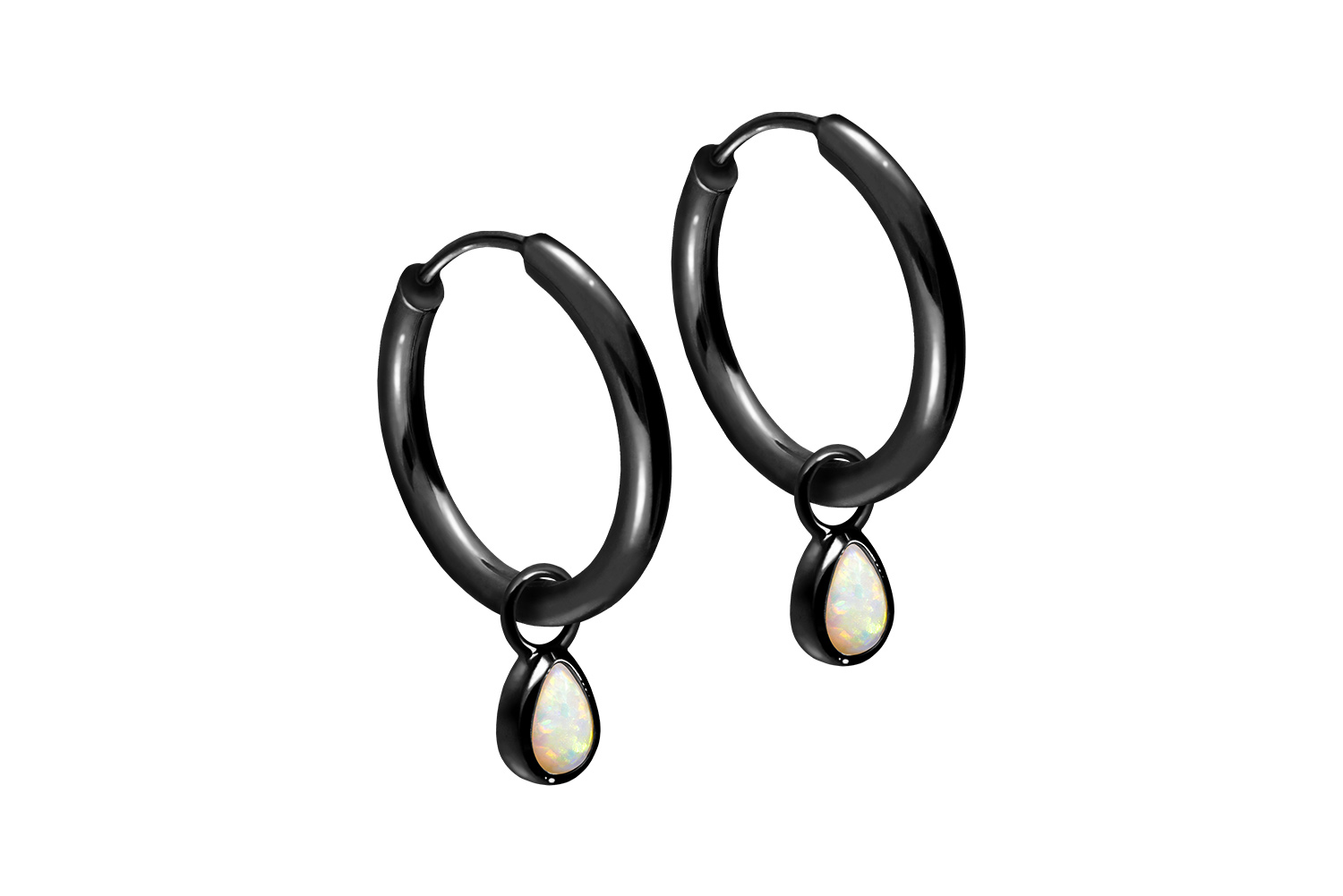 Chirurgenstahl Ohrclicker Creolen SYNTHETISCHER OPALTROPFEN von Piercingline